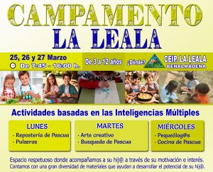 Campamento Semana Santa - CEIP La Leala - Organiza Delia Collado. Del 25 al 27 de Marzo